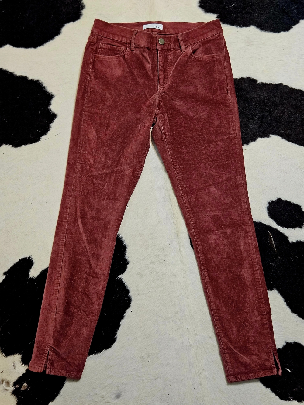 Loft by Ann Taylor Velvety Skinny Pants in a Light Burgundy Salmon Sz 27